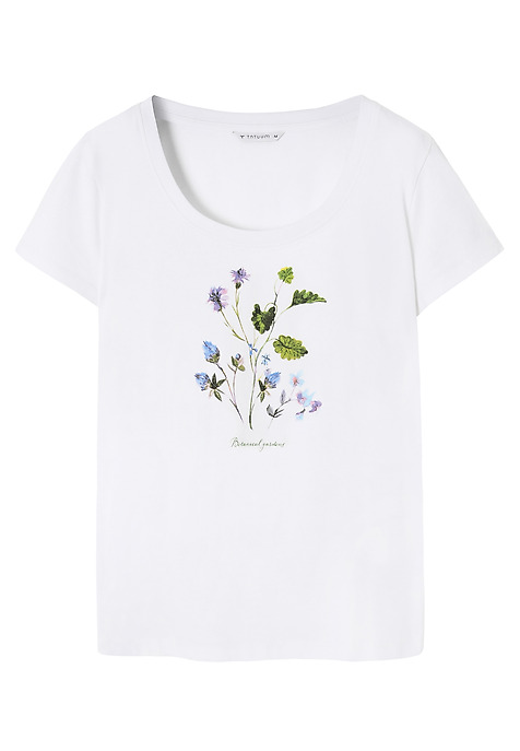 TRICOU DIN BUMBAC CU IMPRIMEU FLORAL - ANTONIA ALB 2