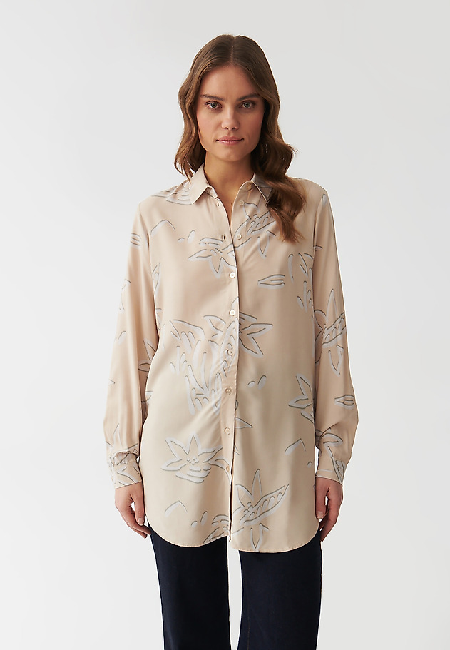 DÁMSKÁ KOŠILOVÁ TUNIKA S MODERNÍM KVĚTINOVÝM POTISKEM - LIBU DÁMSKÁ KOŠILOVÁ TUNIKA S MODERNÍM KVĚTINOVÝM POTISKEM - LIBU VÍCEBAREVNÝ 3