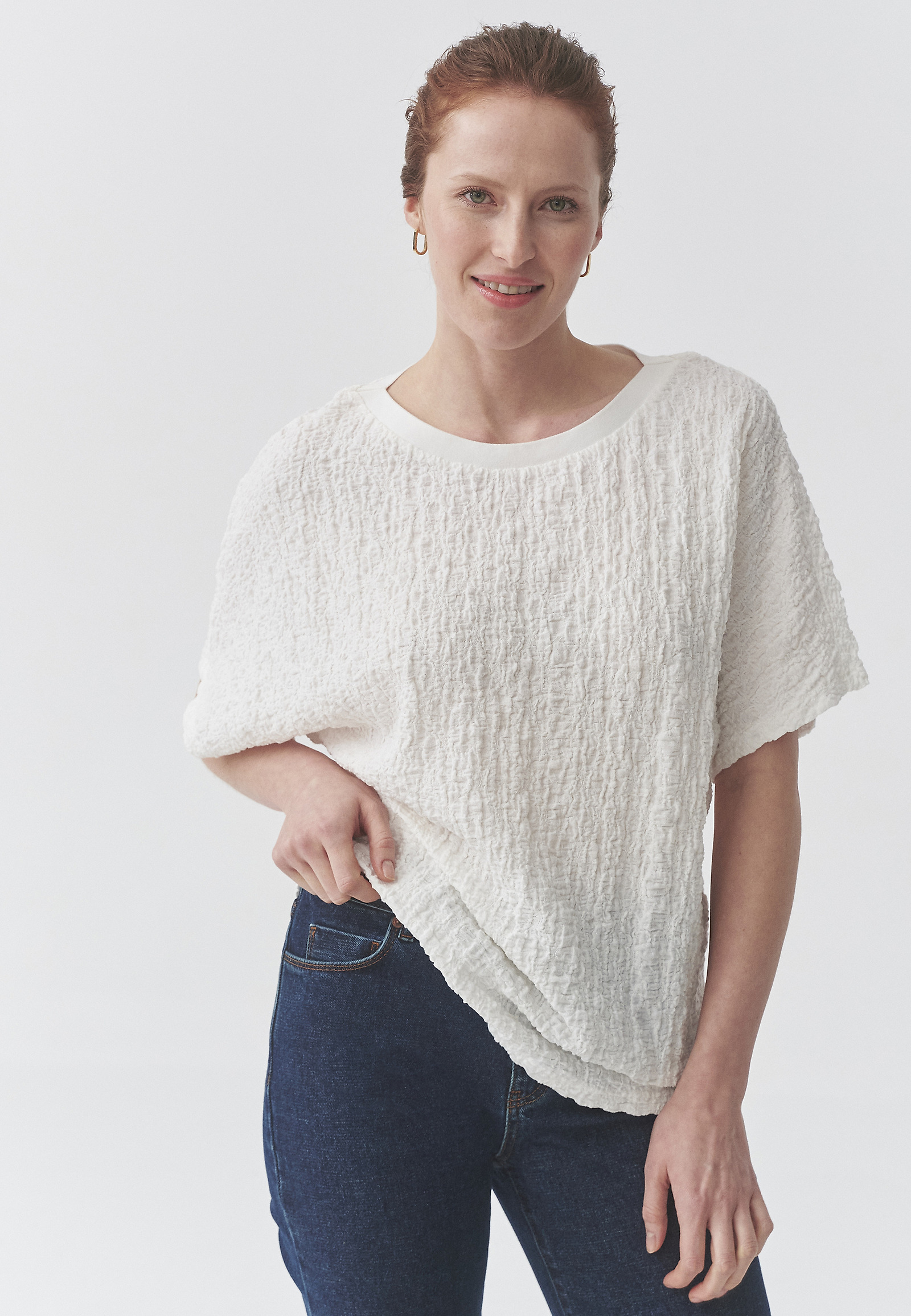 PREVELIKA BLUZA S KIMONO ROKAVI - AVIVA PREVELIKA BLUZA S KIMONO ROKAVI - AVIVA ECRU 106789