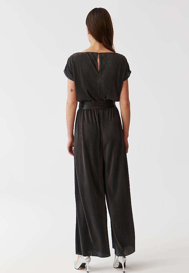 DZIANINOWY KOMBINEZON DAMSKI Z WIĄZANIEM W TALII - MILOU DZIANINOWY KOMBINEZON DAMSKI Z WIĄZANIEM W TALII - MILOU SZARY 3