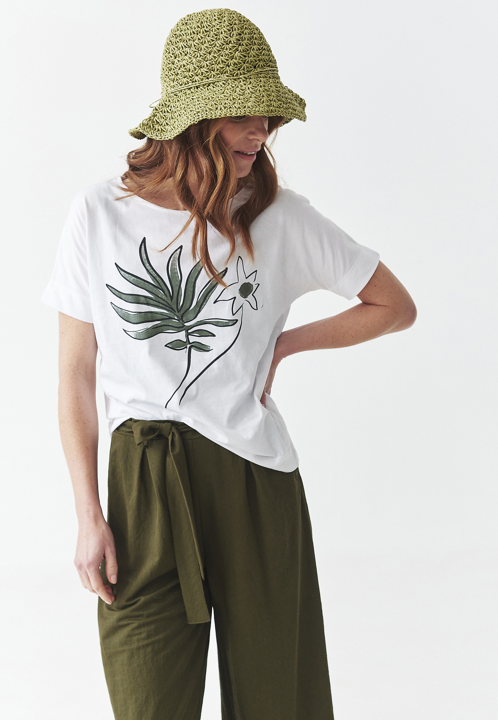 COTTON T-SHIRT WITH FLORAL PRINT - LALI COTTON T-SHIRT WITH FLORAL PRINT - LALI WHITE 109471