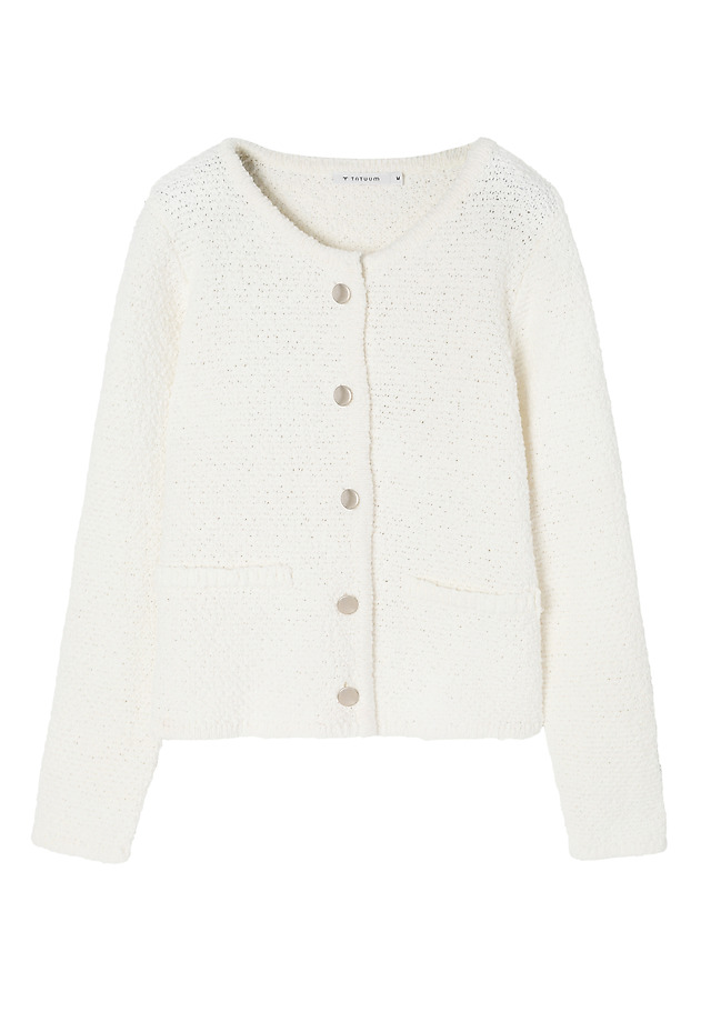 CARDIGAN DIN BUMBAC, CU CROIALĂ TIP CHANEL — SUZY CARDIGAN DIN BUMBAC, CU CROIALĂ TIP CHANEL — SUZY ECRU 10