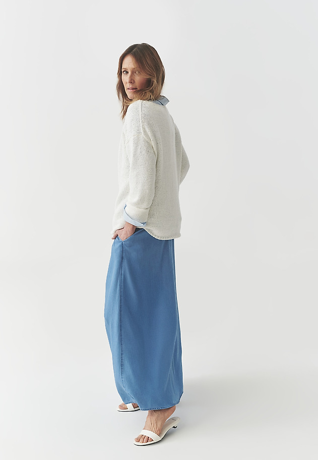 LONG LYOCELL SKIRT — SAND 3 LONG LYOCELL SKIRT — SAND 3 NIEBIESKI 5