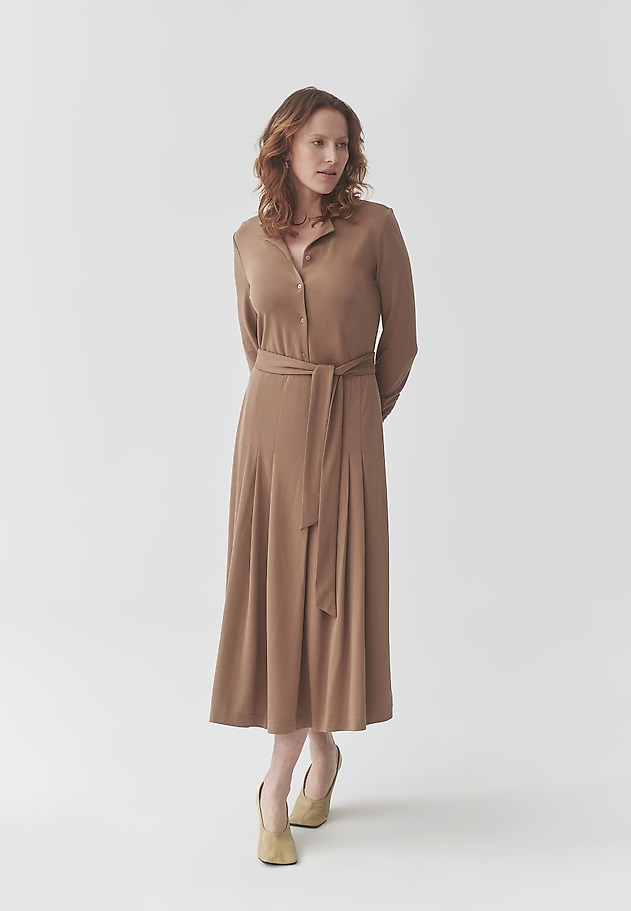 CARAMEL MIDI DRESS WITH BELT - SANDY CARAMEL MIDI DRESS WITH BELT - SANDY BEŻOWY 2