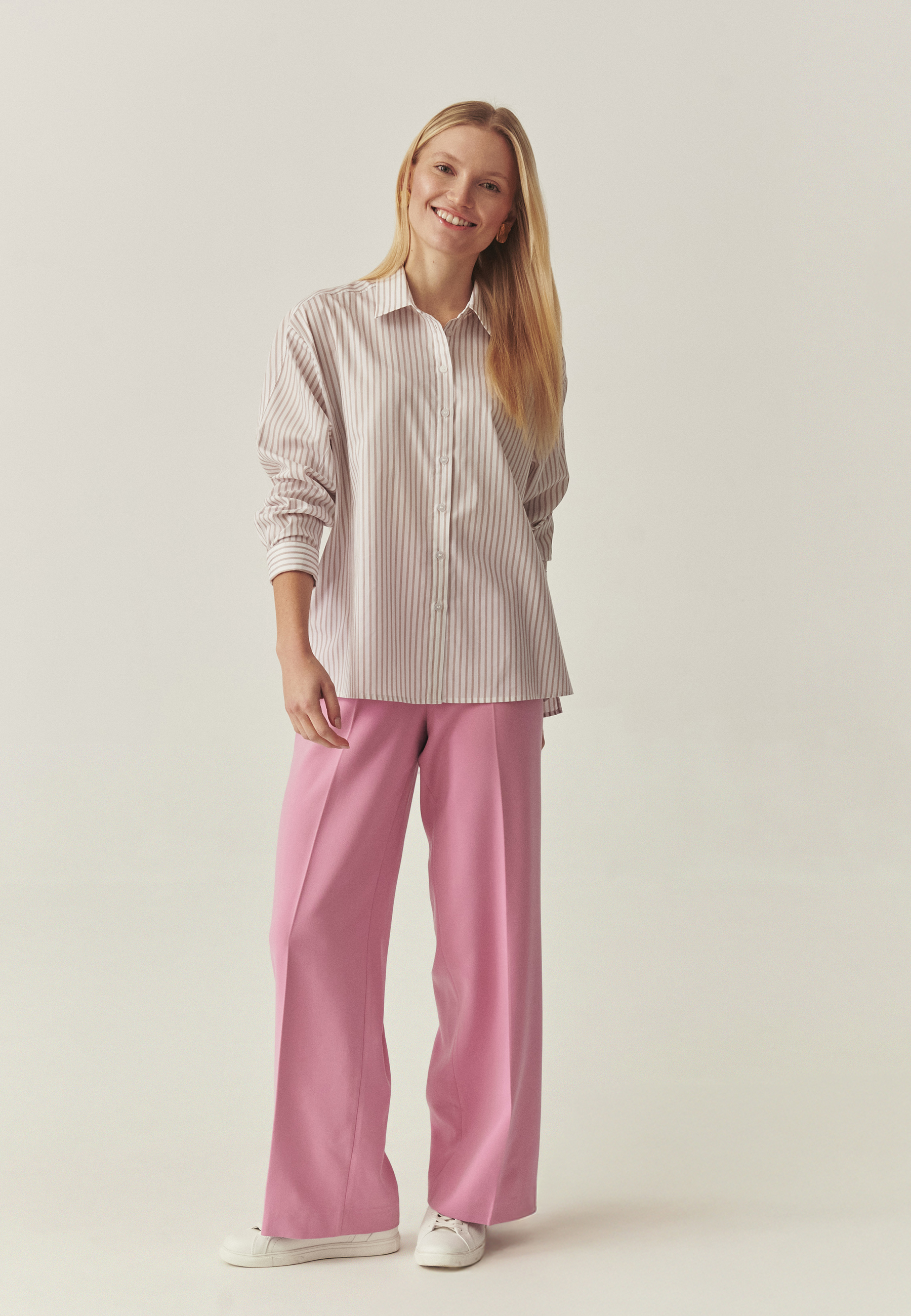 CĂMAȘĂ DIN BUMBAC, CU DUNGI — NAYA ECRU 2