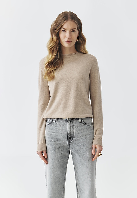CLASSIC LADIES' HALF TURTLENECK JUMPER — INDI BEIGE 2