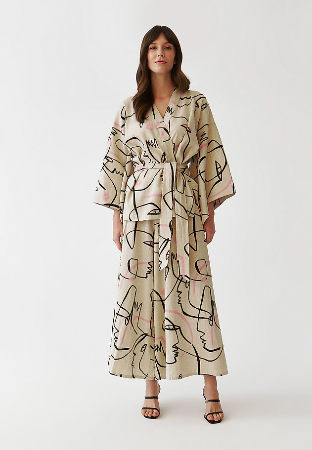 MODERN LADIES’ KIMONO BLAZER WITH A BELT - KIMONI 1 MODERN LADIES’ KIMONO BLAZER WITH A BELT - KIMONI 1 MULTIKOLOR 2