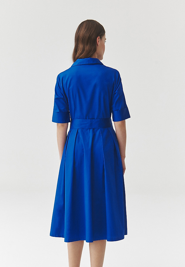 SHORT-SLEEVED FLARED MIDI DRESS — NIKI SHORT-SLEEVED FLARED MIDI DRESS — NIKI BLUE 3