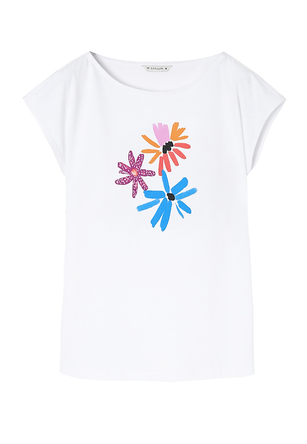 LADIES’ FITTED T-SHIRT WITH FLORAL PRINT - AMANDA 5 LADIES’ FITTED T-SHIRT WITH FLORAL PRINT - AMANDA 5 WHITE 5