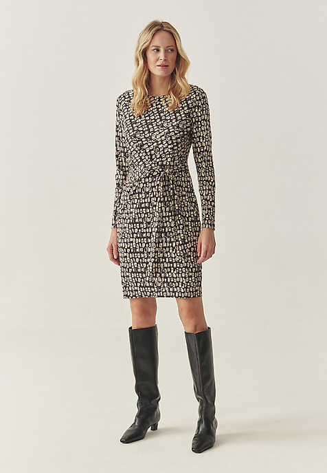 PENCIL DRESS WITH ORIGINAL DESIGN - KILIG BROWN 2