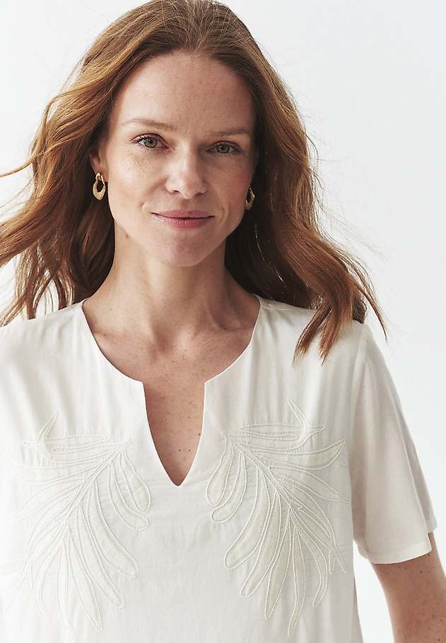 COTTON EMBROIDERED BLOUSE - SIMONETTA COTTON EMBROIDERED BLOUSE - SIMONETTA ECRU 1