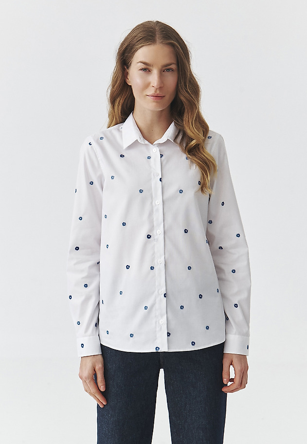 COTTON SHIRT WITH FLORAL EMBROIDERY — EDNA COTTON SHIRT WITH FLORAL EMBROIDERY — EDNA BIAŁY 3