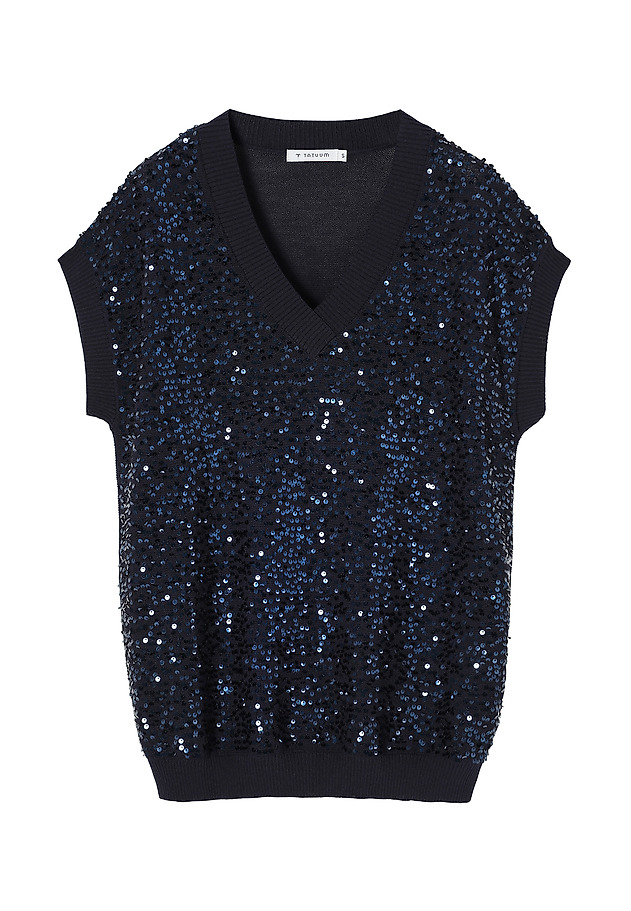 LADIES' SEQUINNED JUMPER WITH WAISTCOAT CUT — ICOMA LADIES' SEQUINNED JUMPER WITH WAISTCOAT CUT — ICOMA GRANATOWY 7