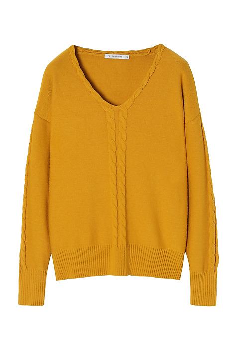 SWETER DAMSKI Z DEKOLTEM W SEREK POLI ŻÓŁTY 2