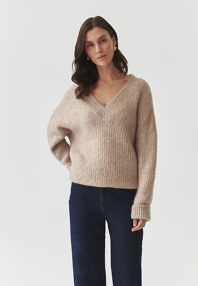LADIES' OVERSIZE JUMPER WITH A CREW NECKLINE — ONYX LADIES' OVERSIZE JUMPER WITH A CREW NECKLINE — ONYX BEŻOWY 5