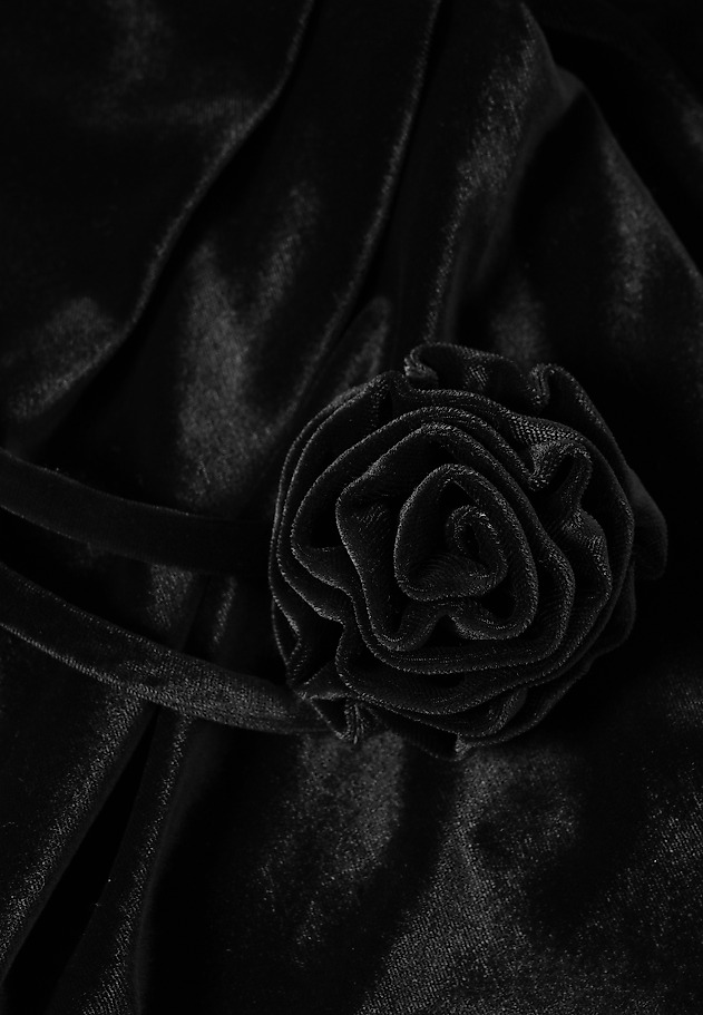 VELOUR DRESS WITH FLORAL DECORATIVE ELEMENT - MIRATI VELOUR DRESS WITH FLORAL DECORATIVE ELEMENT - MIRATI BLACK 9