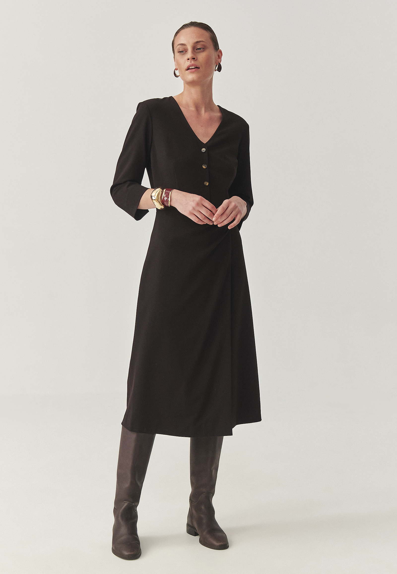 WOVEN MIDI DRESS - FINCO WOVEN MIDI DRESS - FINCO BROWN 114911