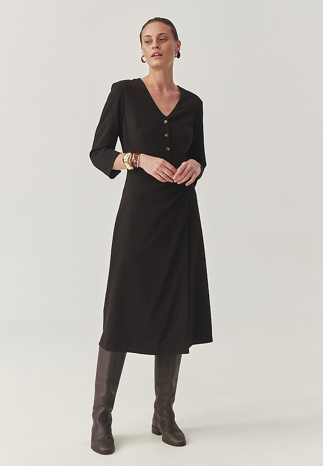 WOVEN MIDI DRESS - FINCO WOVEN MIDI DRESS - FINCO BROWN 1