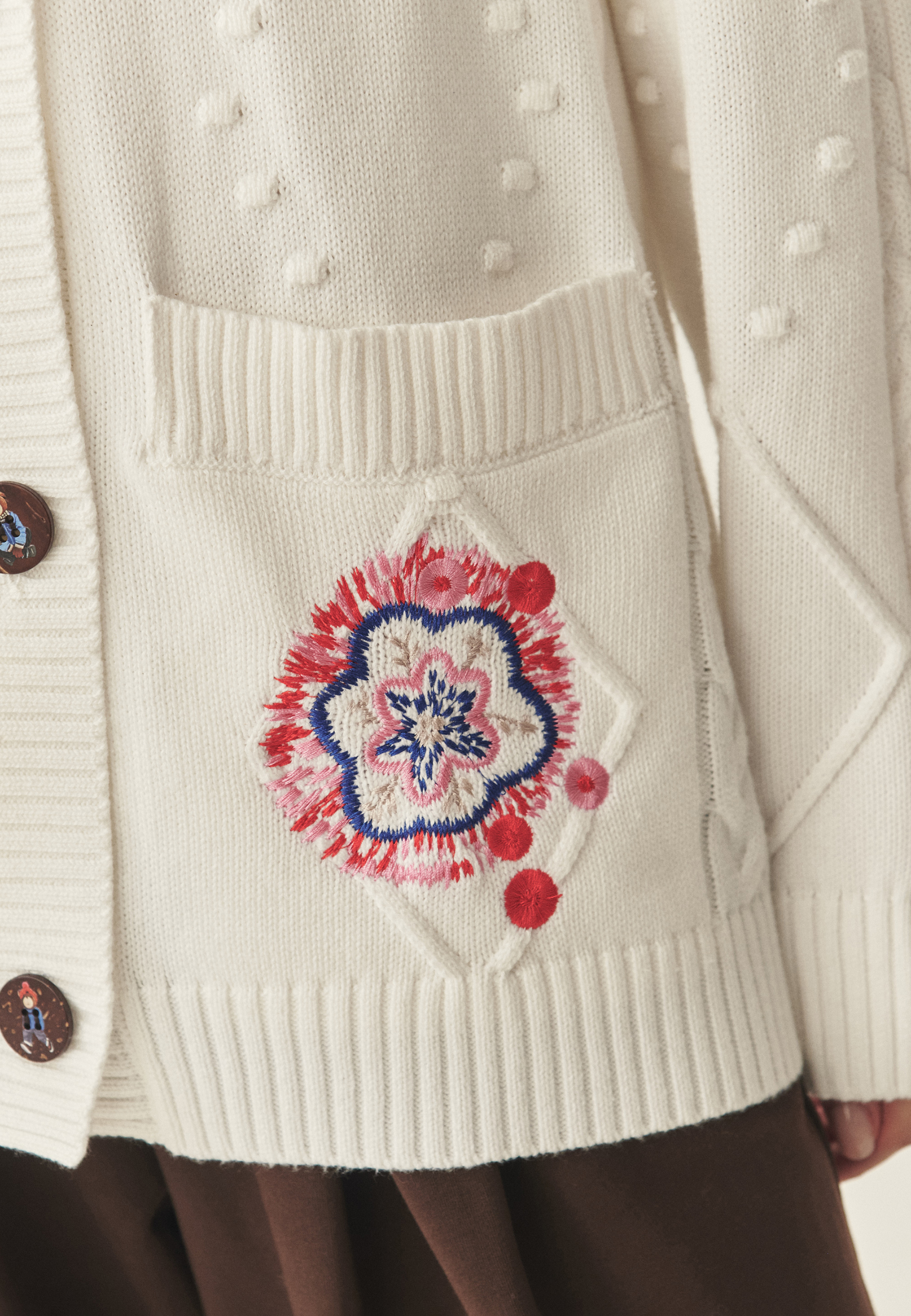 HAFTOWANY KARDIGAN Z BAWEŁNĄ - SLAVA BEŻOWY 2