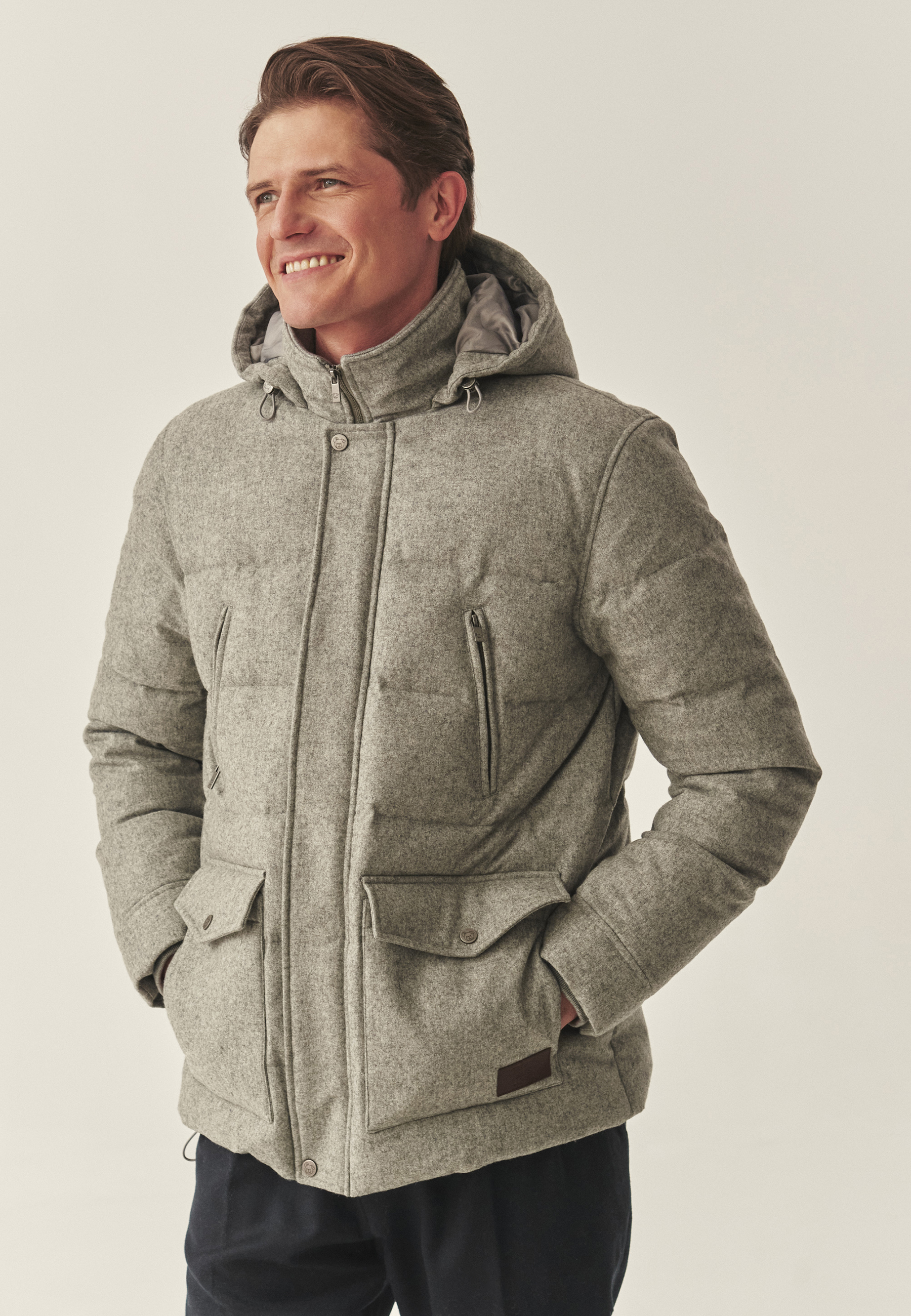 MĘSKA KURTKA Z WEŁNĄ - ANDRE SZARY 2