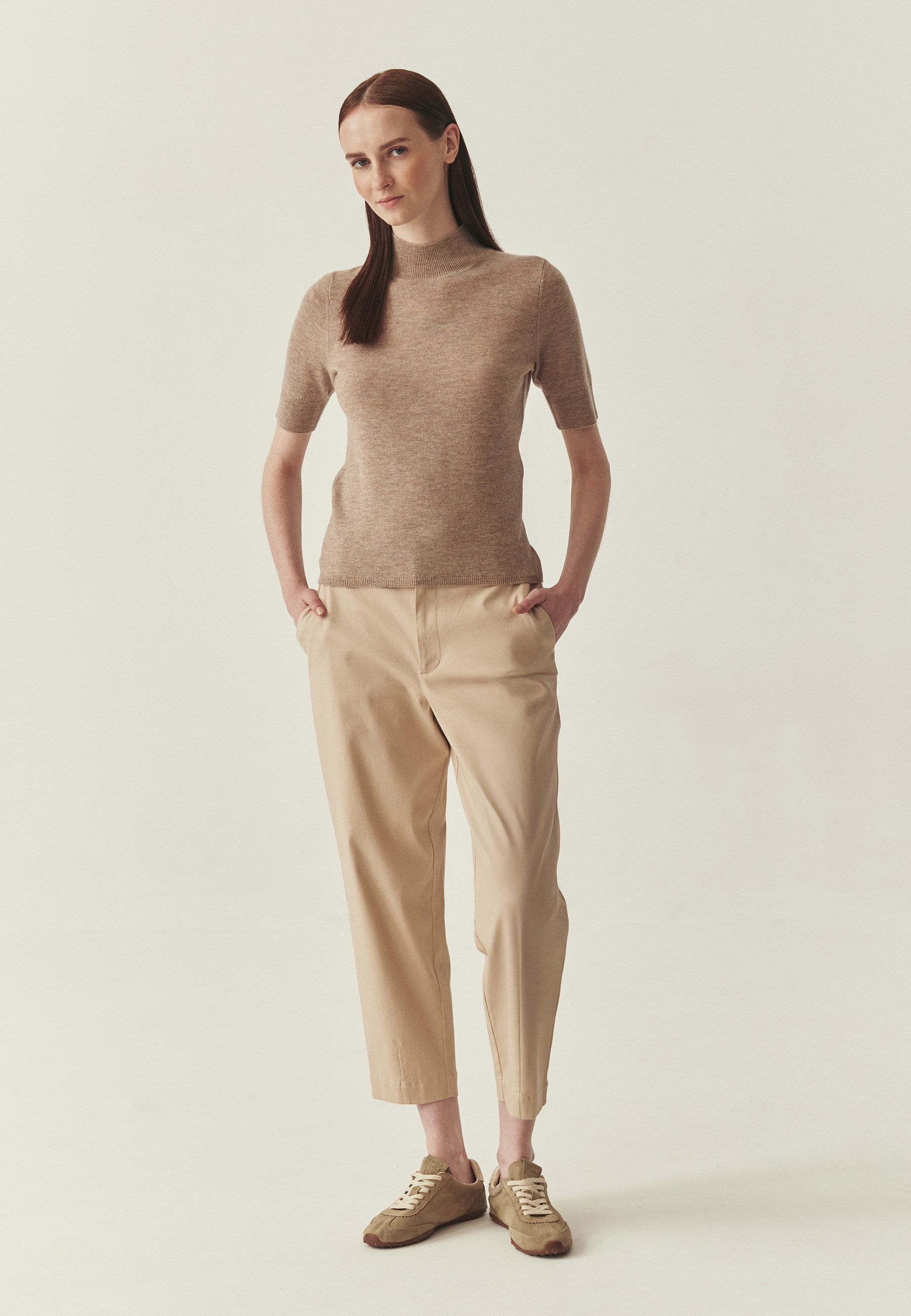 WEŁNIANY SWETER Z GOLFEM - LU BEŻOWY 2