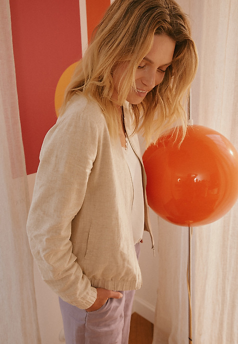 WOVEN FLAY-COTTON BOMBER — ETIA BEIGE 2