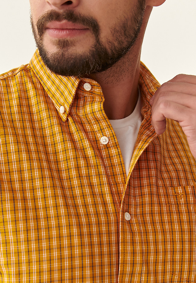 MEN'S CHECKERED SHIRT CHARLES 1 CLASSIC MEN'S CHECKERED SHIRT CHARLES 1 CLASSIC YELLOW 4