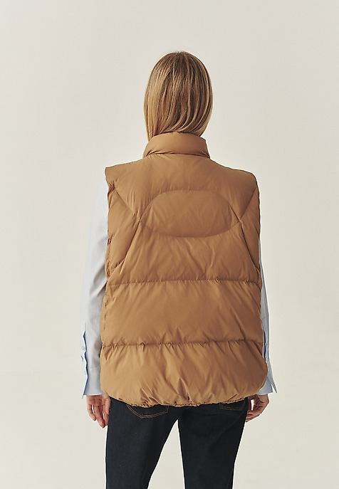 DOWN VEST WITH ELASTIC FINISH - SAWA BEIGE 2