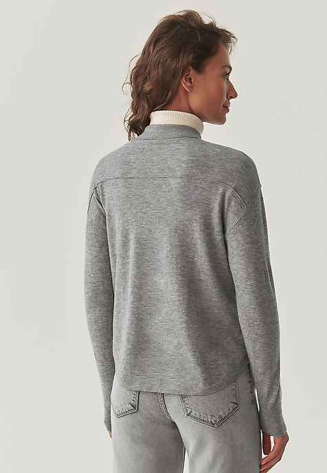 LADIES’ KNITTED WOOL SHIRT - ELARA GREY 2
