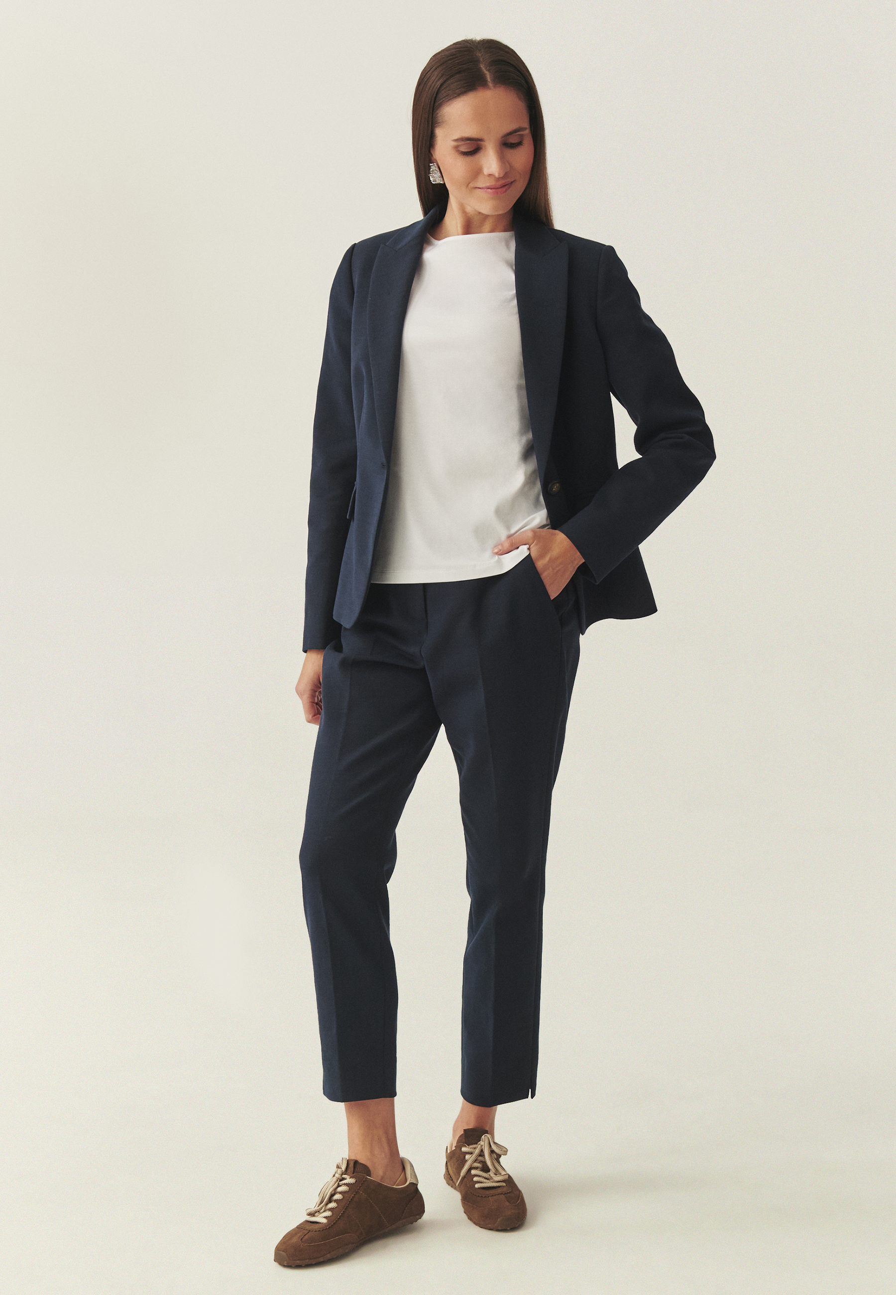 GARNITUROWE SPODNIE Z PROSTĄ NOGAWKĄ - RIMINI 1 GRANATOWY 2