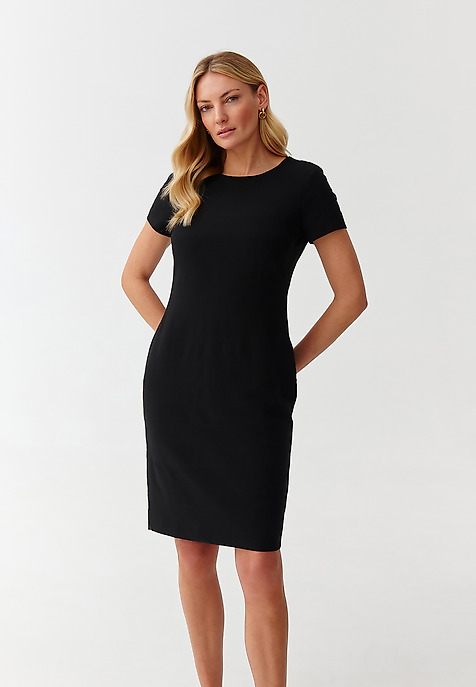 ROCHIE CREION CU MÂNECĂ SCURTĂ, DIN ȚESĂTURĂ - HIPIKO NEGRU 2