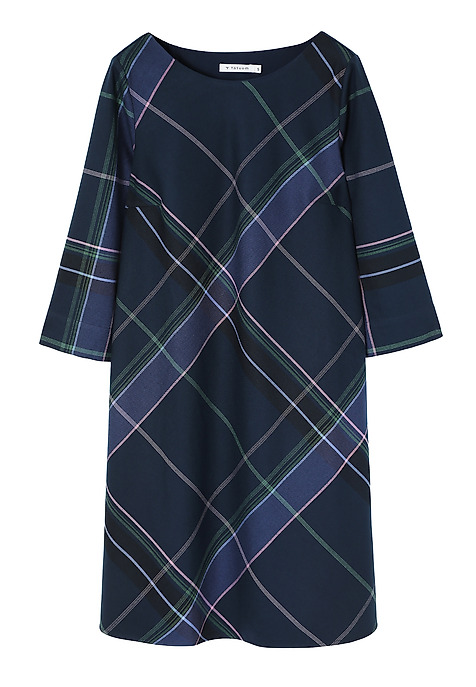 ROCHIE DIN ȚESĂTURĂ ÎN CAROURI CU MÂNECĂ ¾ — GRACY MULTICOLOR 2