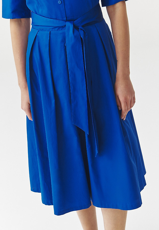 SHORT-SLEEVED FLARED MIDI DRESS — NIKI SHORT-SLEEVED FLARED MIDI DRESS — NIKI BLUE 9