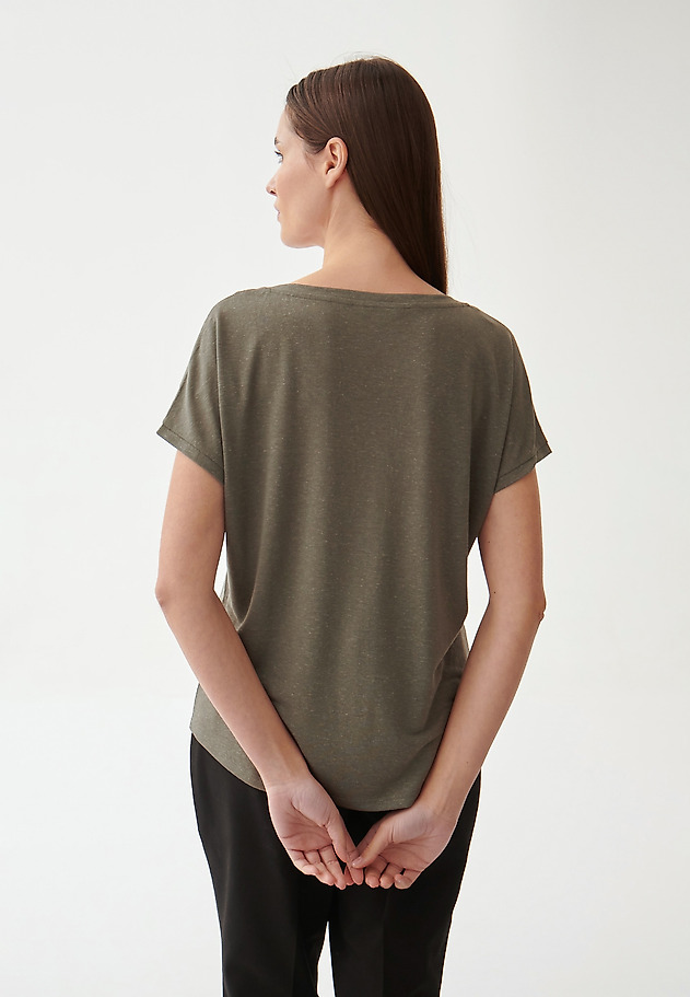 BLUZKA DAMSKA DZIANINOWA Z KRÓTKIM RĘKAWEM DAVIJA BLUZKA DAMSKA DZIANINOWA Z KRÓTKIM RĘKAWEM DAVIJA KHAKI 4