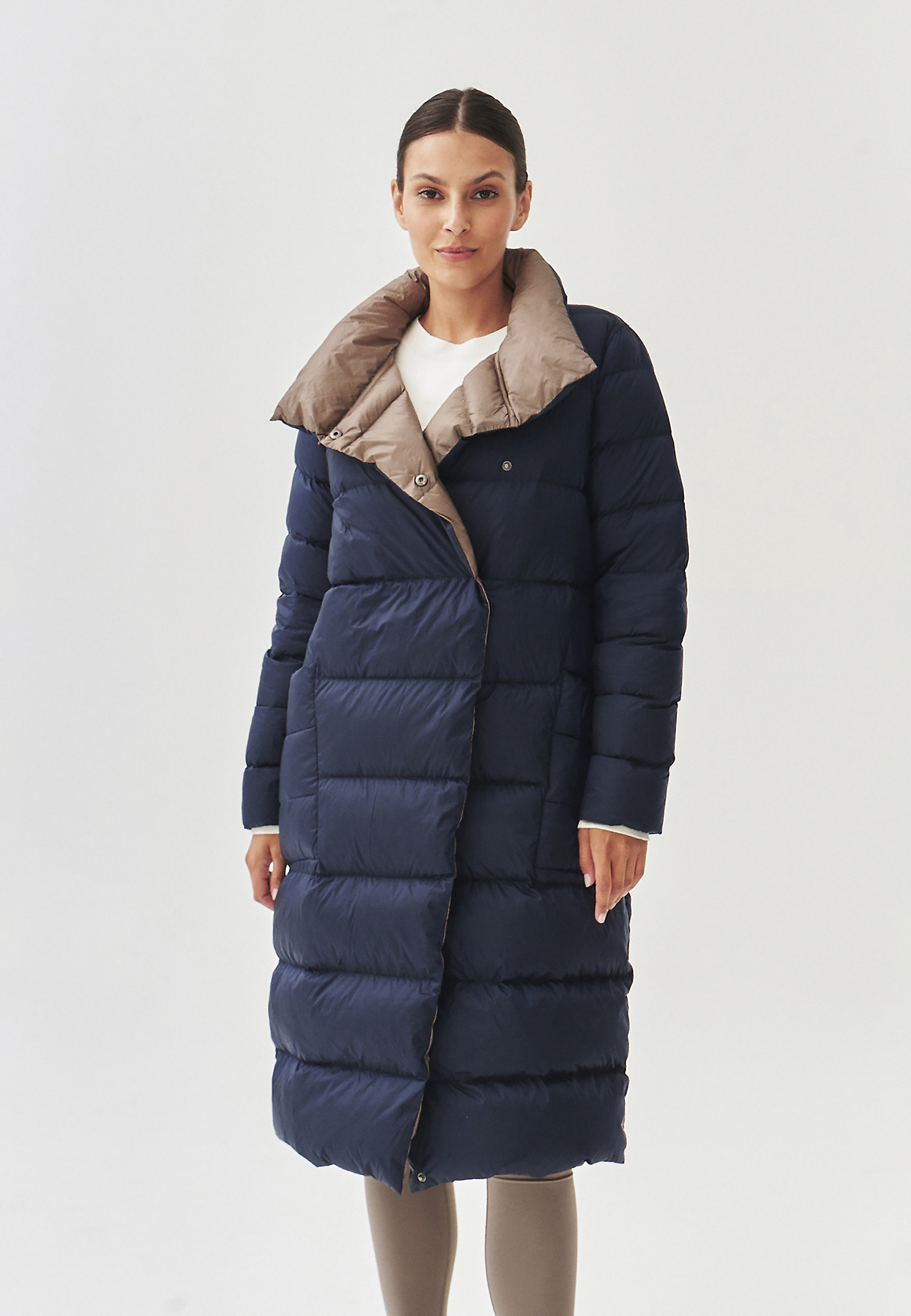 PALTON DE DAMĂ, DIN ȚESĂTURĂ, CU MATLASARE - AKO PALTON DE DAMĂ, DIN ȚESĂTURĂ, CU MATLASARE - AKO BLEUMARIN 100799