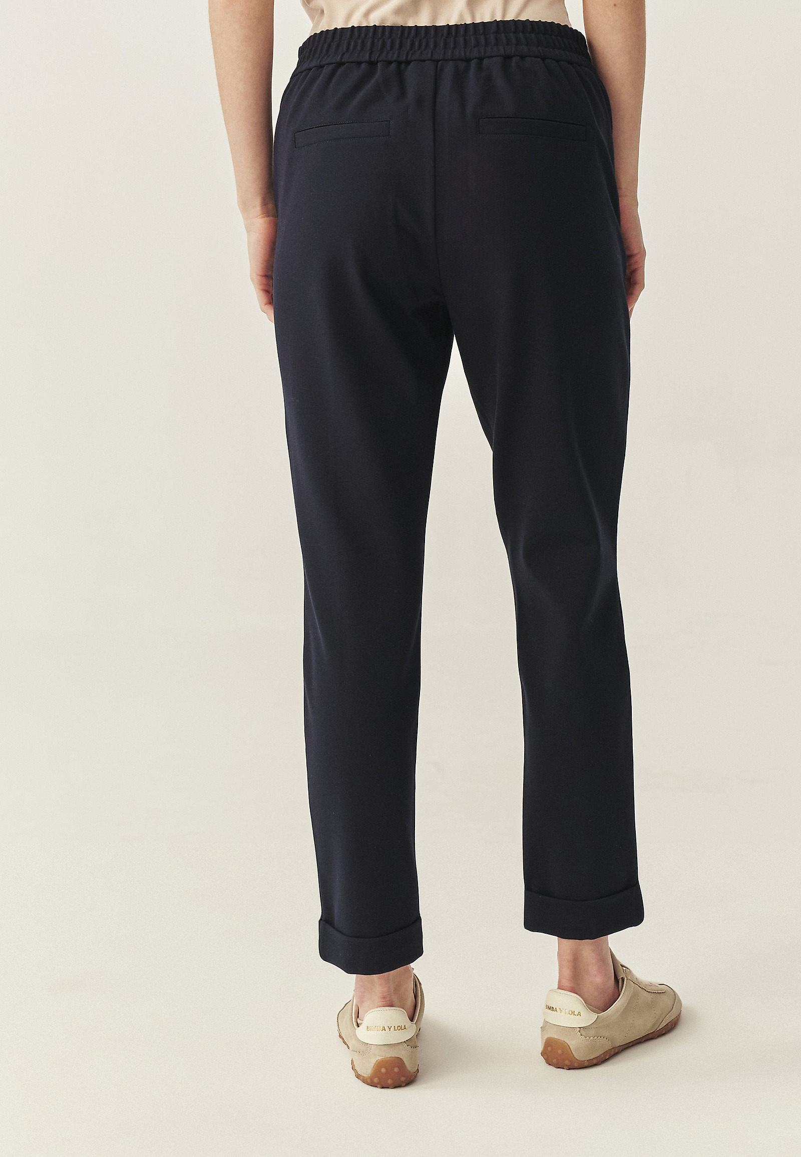 CUFFED KNIT CIGARETTE PANTS - LILO CUFFED KNIT CIGARETTE PANTS - LILO NAVY BLUE 114663