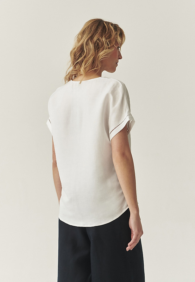 LOOSE BLOUSE WITH LINEN - SIRINA LOOSE BLOUSE WITH LINEN - SIRINA BIAŁY 2