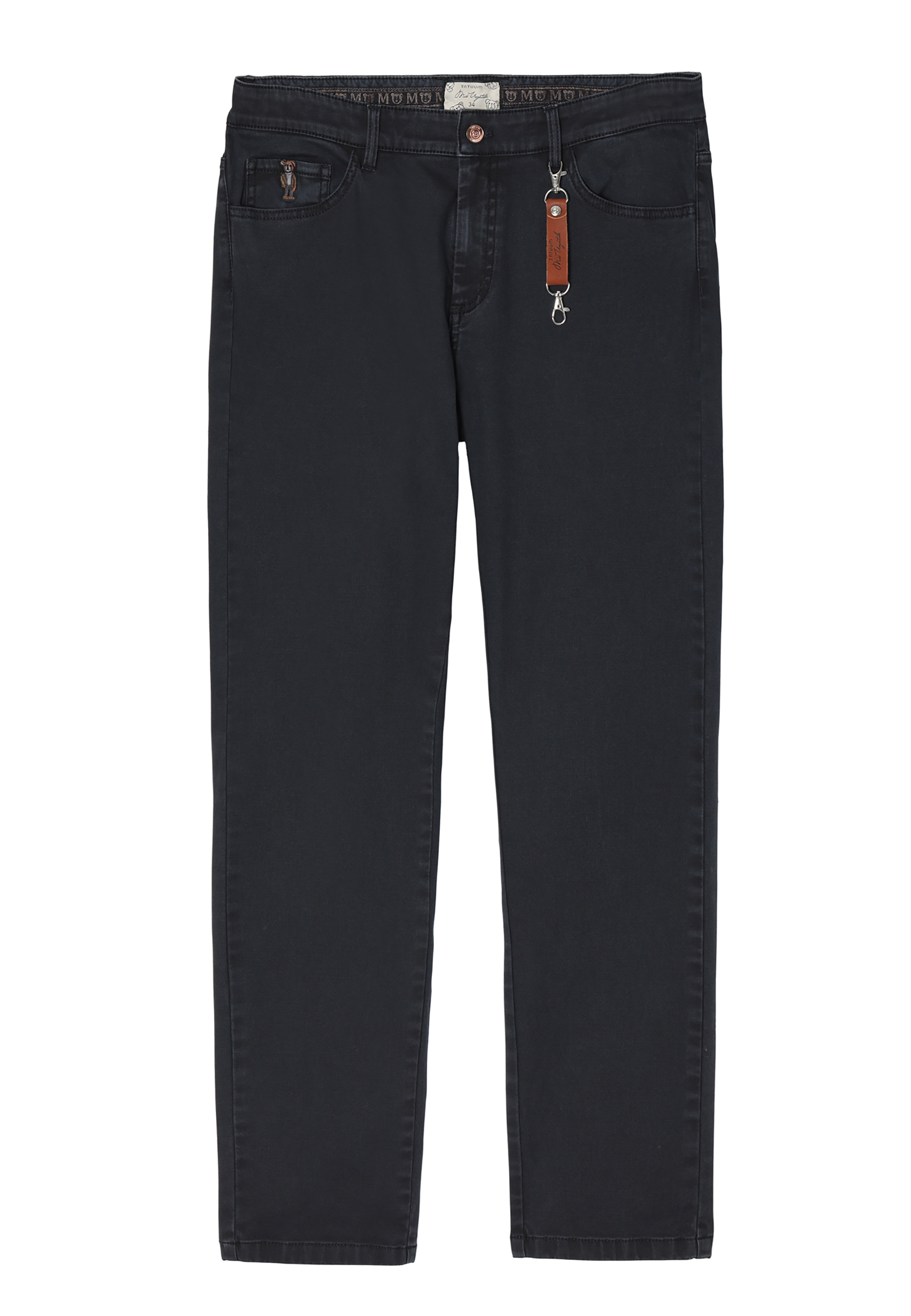 TKANINOWE SPODNIE MĘSKIE Z NASZYWKĄ Z MISIEM USZATKIEM CORGIMO GRANATOWY 2