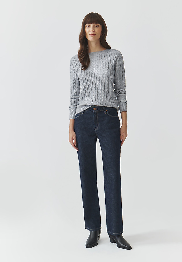 CLASSIC LADIES' JUMPER WITH BOAT NECKLINE — WILLOW CLASSIC LADIES' JUMPER WITH BOAT NECKLINE — WILLOW SZARY 2