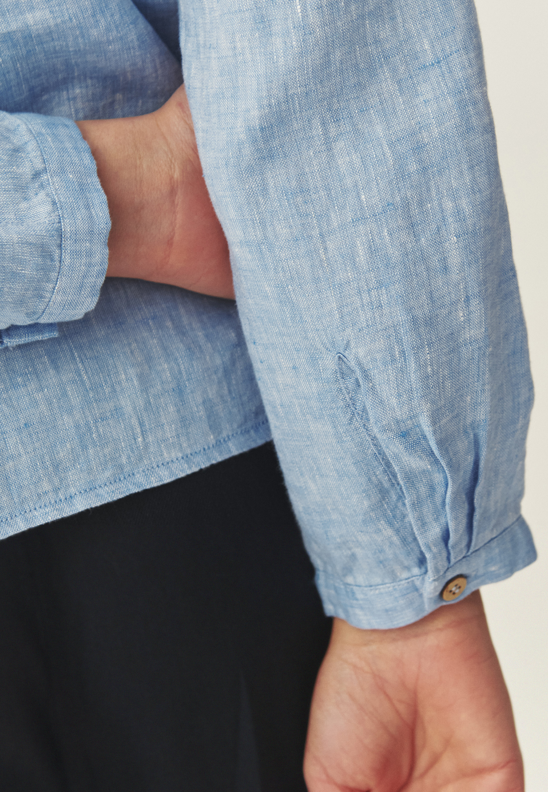 CĂMAȘĂ DIN IN, CU BUZUNARE - JUSTYNA 2 ALBASTRU 2