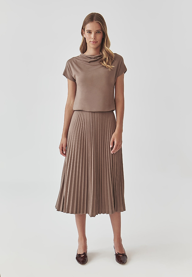 LADIES’ MIDI DRESS WITH WATER NECKLINE - JESSY LADIES’ MIDI DRESS WITH WATER NECKLINE - JESSY BEIGE 2