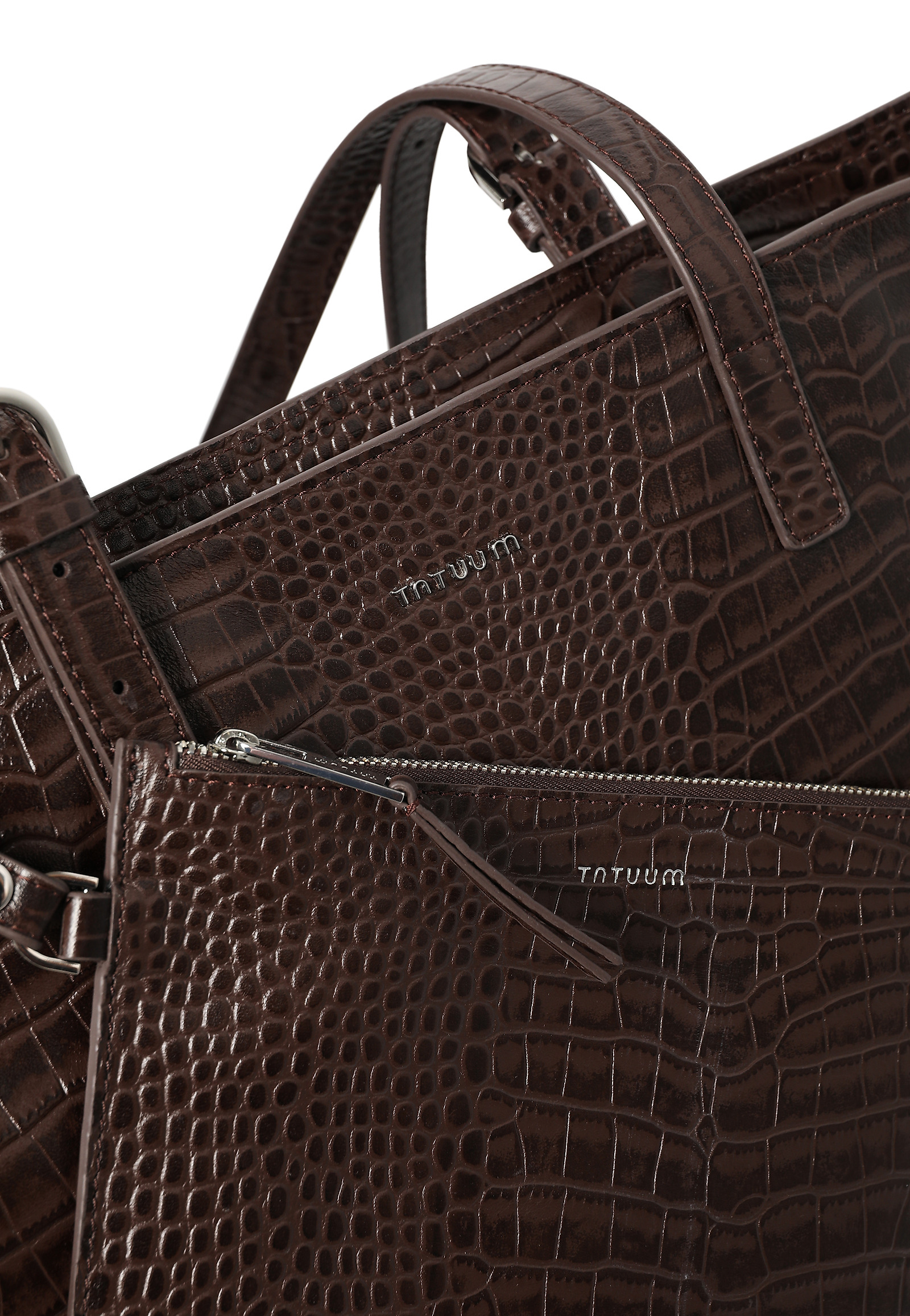 LEATHER SHOPPER BAG WITH MAKE-UP CASE - MAHOGANY LEATHER SHOPPER BAG WITH MAKE-UP CASE - MAHOGANY BROWN 115047