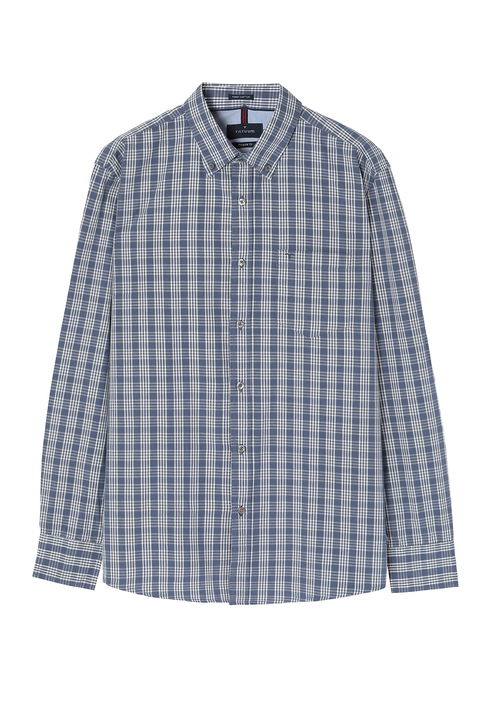 MEN'S CHECKERED COTTON LONG SLEEVE SHIRT - CHARLES 8 CLASSIC MEN'S CHECKERED COTTON LONG SLEEVE SHIRT - CHARLES 8 CLASSIC NAVY BLUE 81957