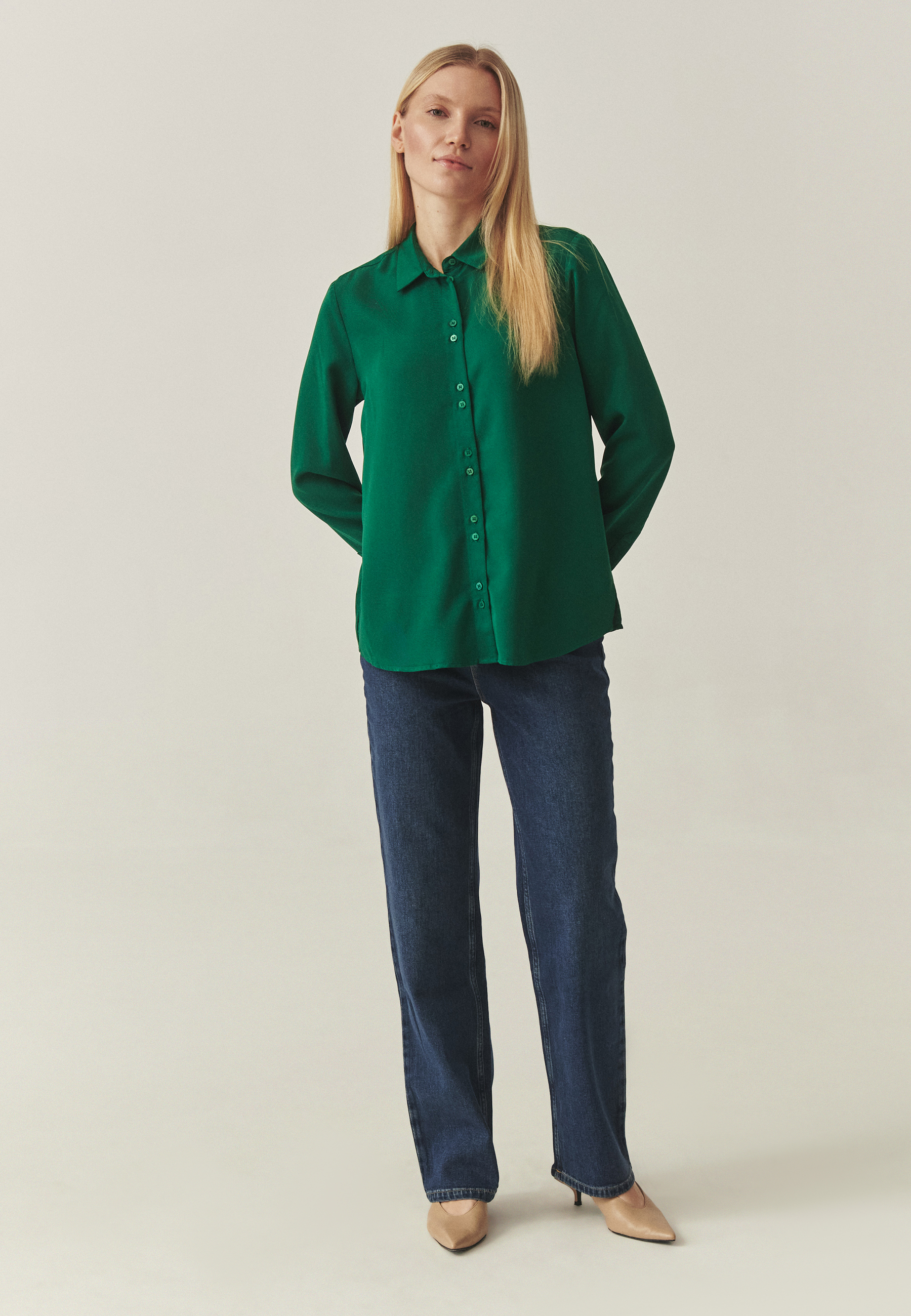 CĂMAȘĂ DIN ȚESĂTURĂ, CU MÂNECĂ LUNGĂ — ENMO VERDE 2