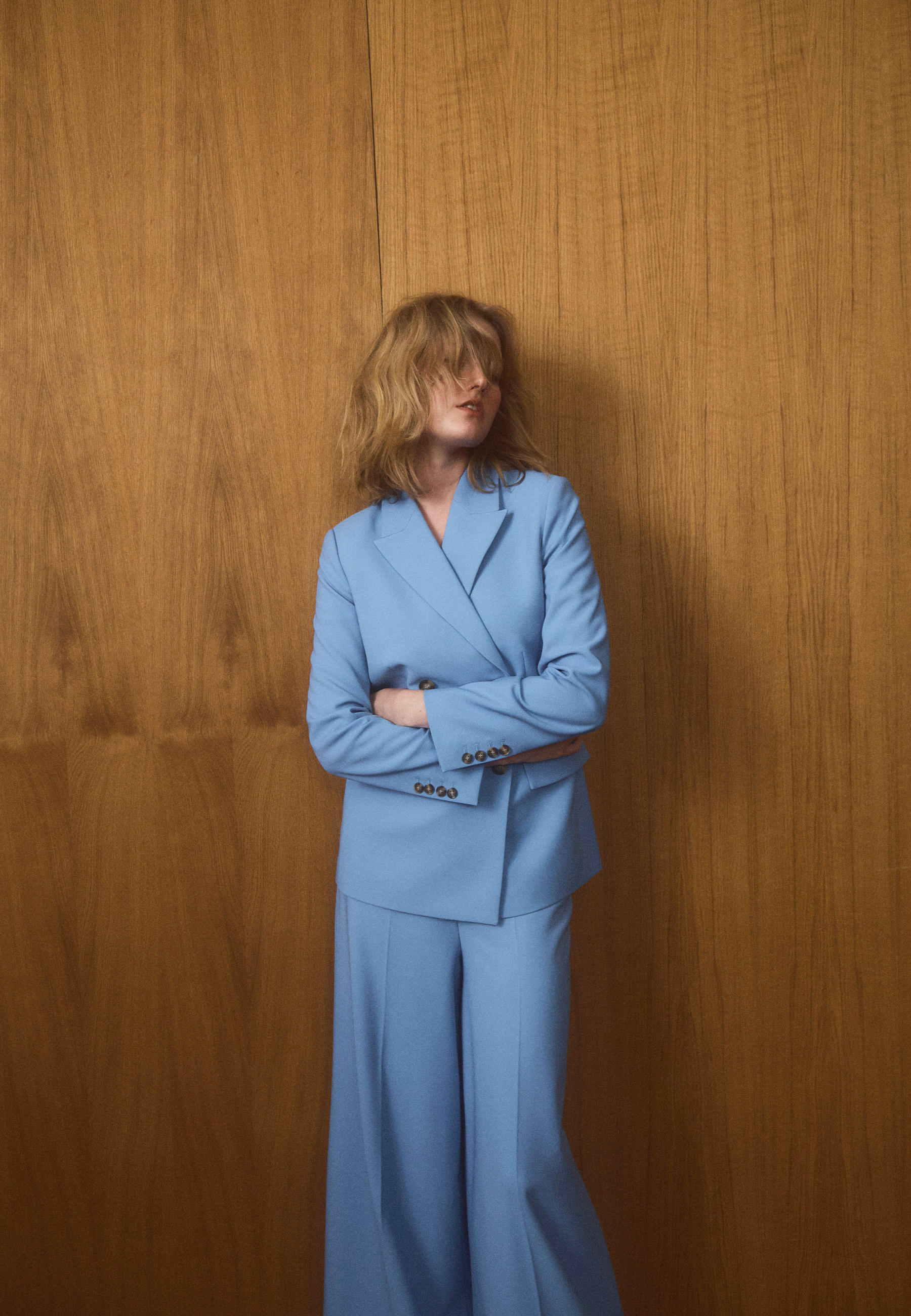 GARNITUROWE SPODNIE Z SZEROKĄ NOGAWKĄ - MANIKIMIA NIEBIESKI 2