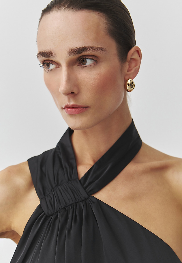 WOVEN SATIN MAXI DRESS — LENORA WOVEN SATIN MAXI DRESS — LENORA CZARNY 5