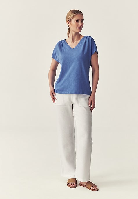 LNIANE SPODNIE Z SZEROKĄ NOGAWKĄ - SUDONE LNIANE SPODNIE Z SZEROKĄ NOGAWKĄ - SUDONE