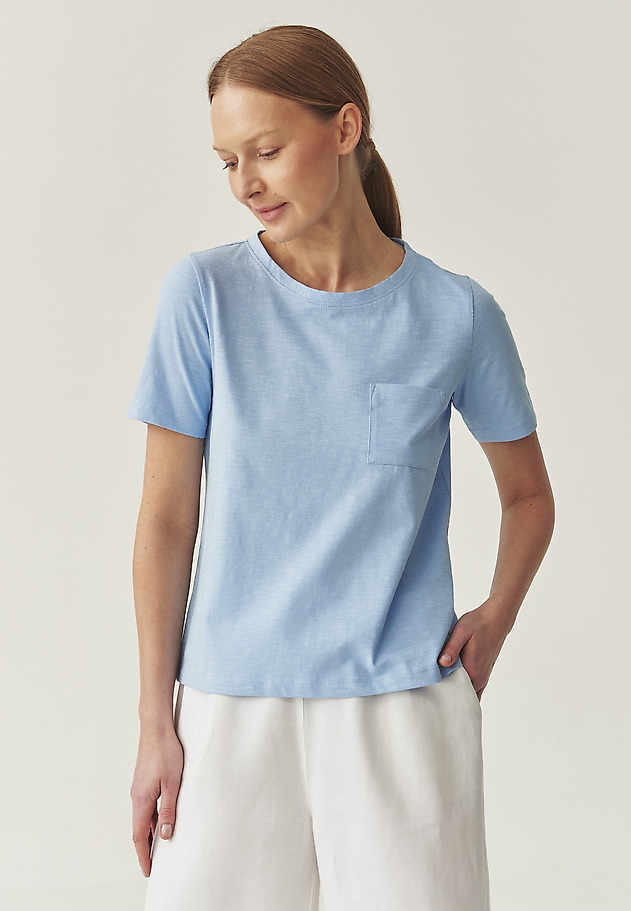 COTTON T-SHIRT WITH POCKET - DELQI COTTON T-SHIRT WITH POCKET - DELQI NIEBIESKI 2