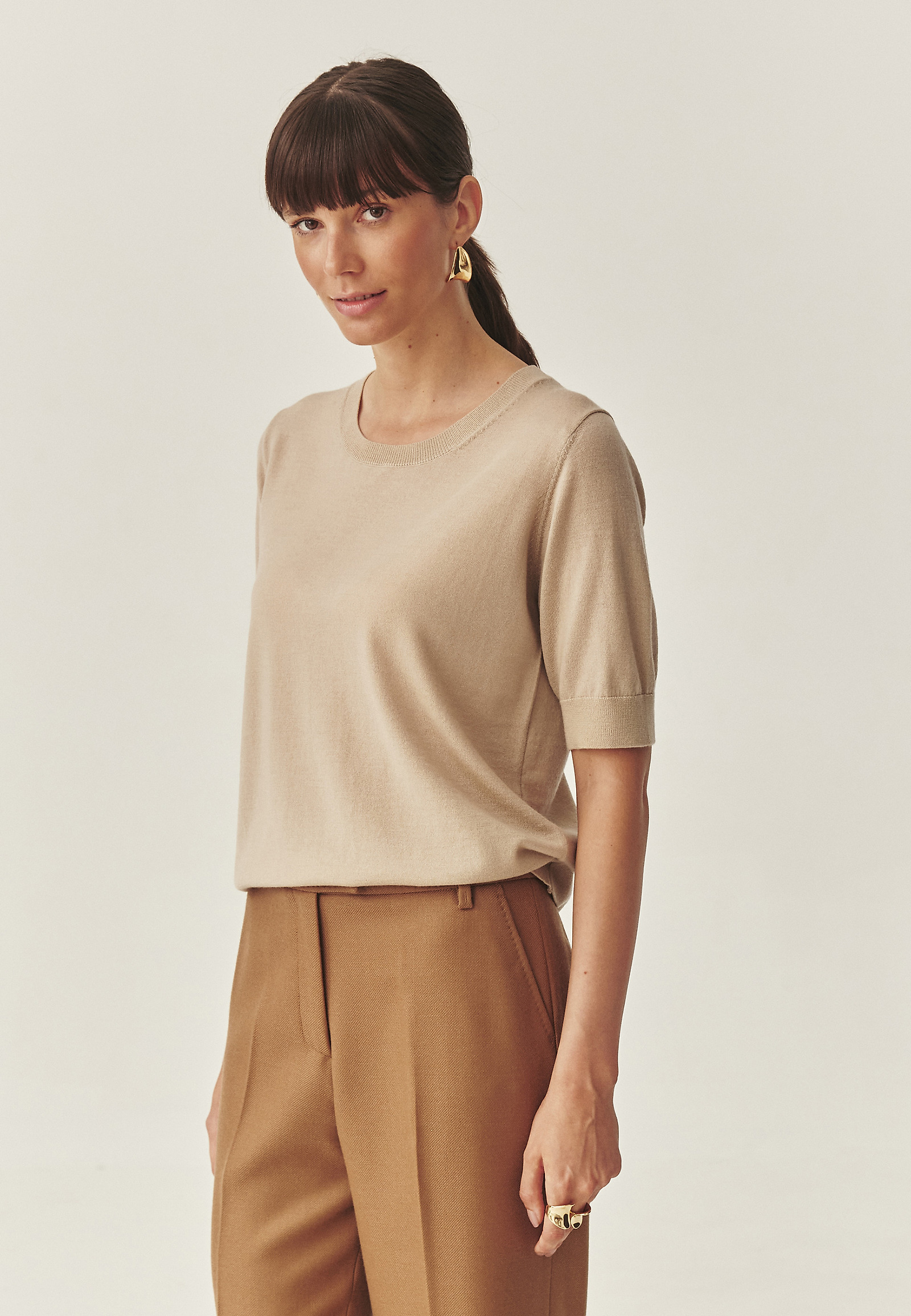 KLASIČNA VOLNENA BLUZA - MORIL KLASIČNA VOLNENA BLUZA - MORIL BEŽ 115376