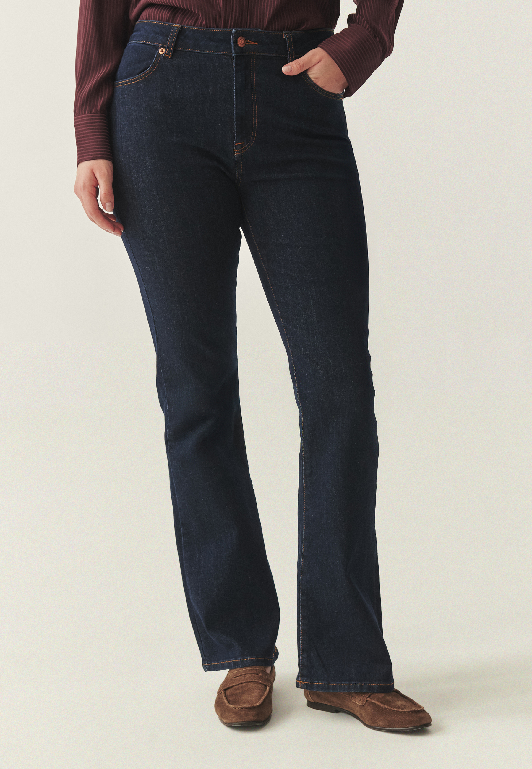 DENIM FLARE TROUSERS - RIFONO 1 NAVY BLUE 2
